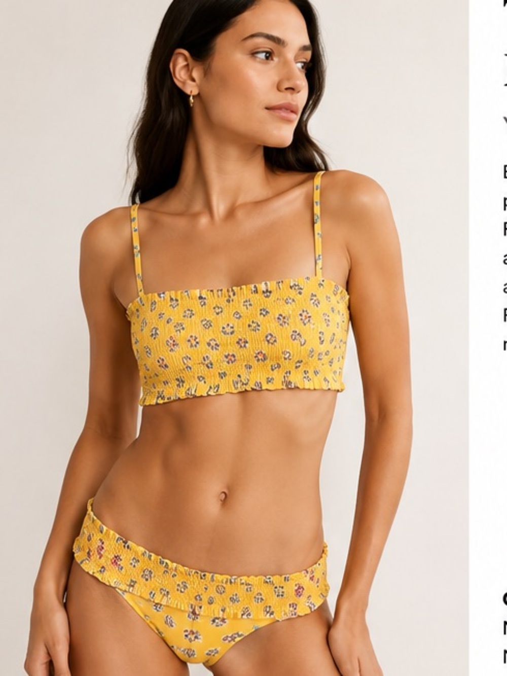 NWT Tory Burch Costa Floral Bikini Set New yellow ruffle XS or Small blue flower